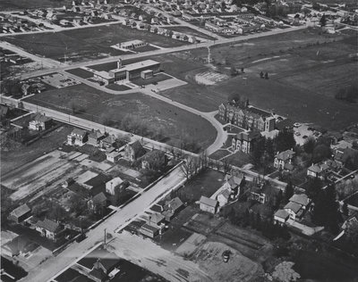 Aerial view of Waterloo College, 1957