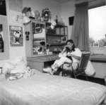 Woman in residence room, Wilfrid Laurier University