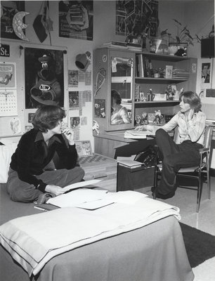 Two students in residence room, Wilfrid Laurier University