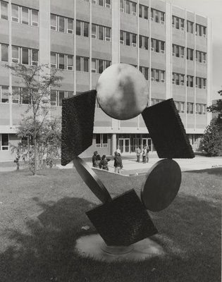 Metal sculpture on Wilfrid Laurier University campus