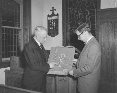 Otto Heick and H. H. Binhammer in Willison Hall Chapel