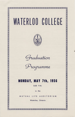 Waterloo College Graduation Programme, 1956