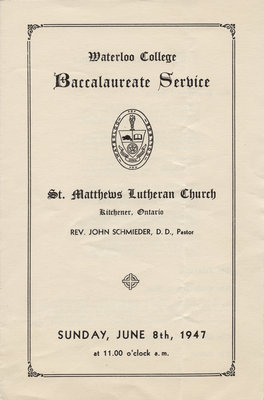 Waterloo College baccalaureate service program, 1947