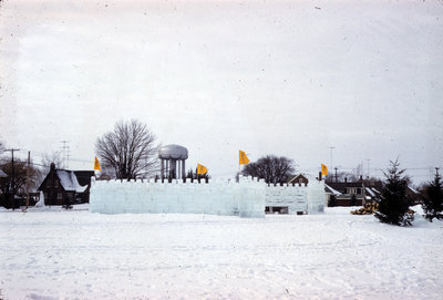 Ice castle at Waterloo Lutheran University Winter Carnival 1962