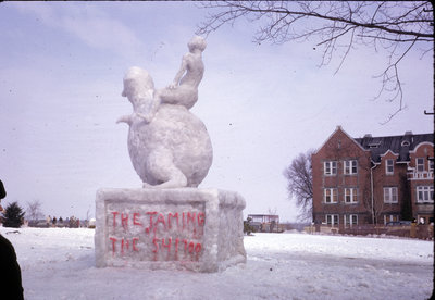 Snow sculpture at Waterloo Lutheran University winter carnival 1962