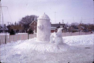 Snow sculpture at Waterloo Lutheran University winter carnival 1962