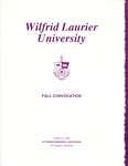 Wilfrid Laurier University fall convocation 1988 program