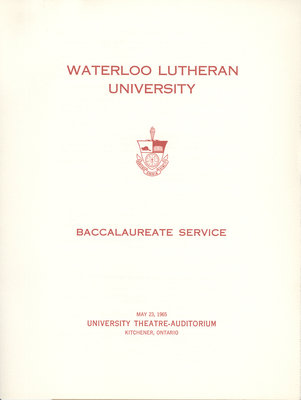 Waterloo Lutheran University baccalaureate service program, spring 1965