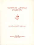 Waterloo Lutheran University baccalaureate service program, spring 1965