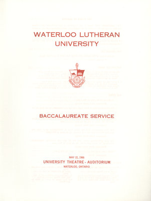 Waterloo Lutheran University baccalaureate service program, spring 1966