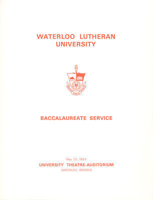 Waterloo Lutheran University baccalaureate service program, spring 1969