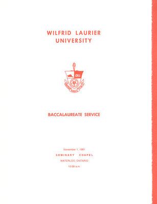 Wilfrid Laurier University baccalaureate service program, fall 1981