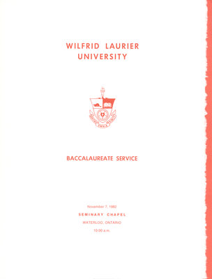 Wilfrid Laurier University baccalaureate service program, fall 1982