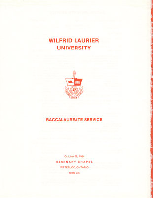 Wilfrid Laurier University baccalaureate service program, fall 1984