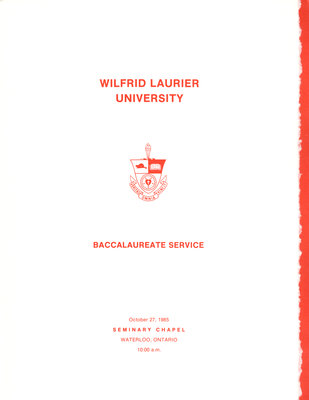 Wilfrid Laurier University baccalaureate service program, fall 1985