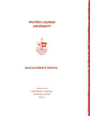 Wilfrid Laurier University baccalaureate service program, fall 1987