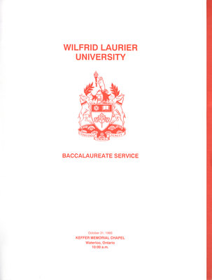 Wilfrid Laurier University baccalaureate service program, fall 1993