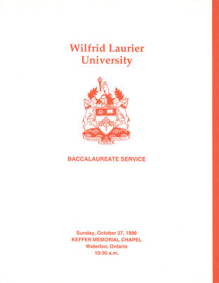 Wilfrid Laurier University baccalaureate service program, fall 1996