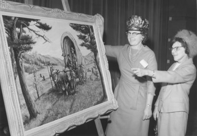 Women's Auxiliary members with painting