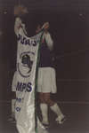 Wilfrid Laurier University men's soccer players with OUA banner and trophy