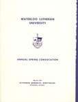 Waterloo Lutheran University spring convocation 1970 program