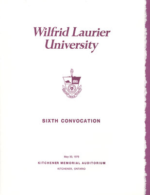 Wilfrid Laurier University spring convocation 1976 program