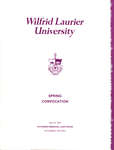 Wilfrid Laurier University spring convocation 1983 program