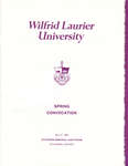 Wilfrid Laurier University spring convocation 1984 program