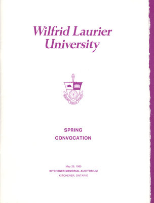 Wilfrid Laurier University spring convocation 1985 program