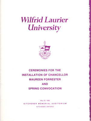 Wilfrid Laurier University spring convocation 1986 program