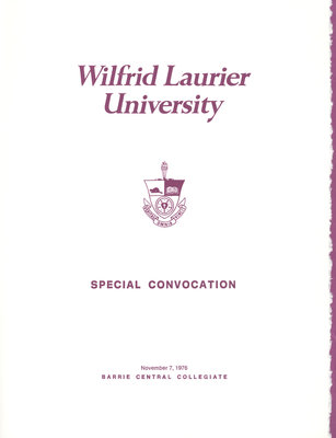 Wilfrid Laurier University Simcoe campus convocation, fall 1976