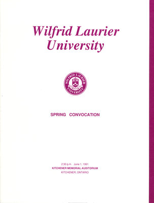 Wilfrid Laurier University spring convocation program, June 1 1991, 2:30 p.m.