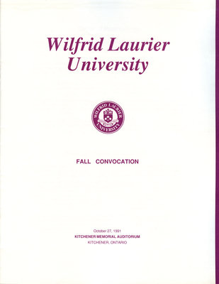 Wilfrid Laurier University fall convocation 1991 program