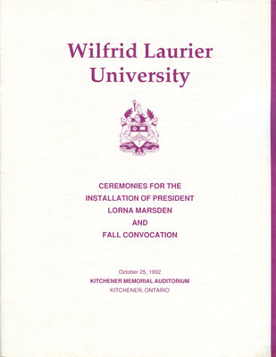 Wilfrid Laurier University fall convocation 1992 program