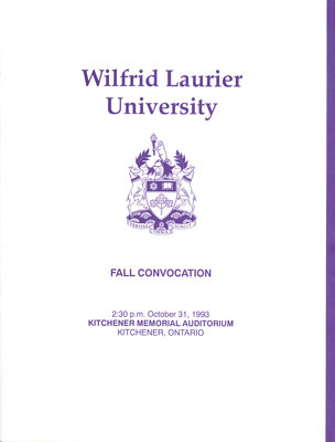 Wilfrid Laurier University fall convocation 1993 program