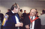 Fred Binding and Art Szabo at spring convocation 2002, Wilfrid Laurier University