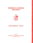Waterloo Lutheran University baccalaureate service program, spring 1971