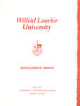 Wilfrid Laurier University baccalaureate service program, spring 1976
