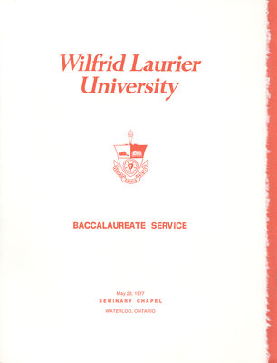 Wilfrid Laurier University baccalaureate service program, spring 1977