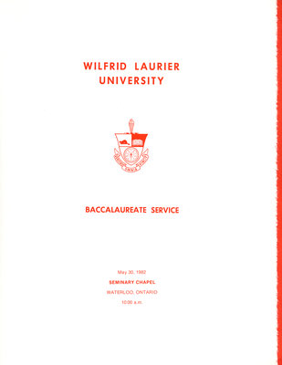 Wilfrid Laurier University baccalaureate service program, spring 1982