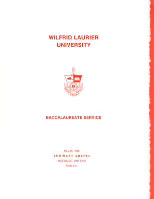 Wilfrid Laurier University baccalaureate service program, spring 1986