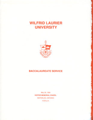 Wilfrid Laurier University baccalaureate service program, spring 1989