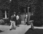 Waterloo College students in front of Willison Hall
