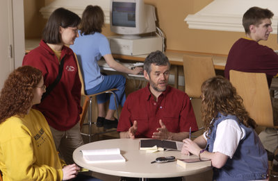 Leo Groarke and students at Laurier Brantford