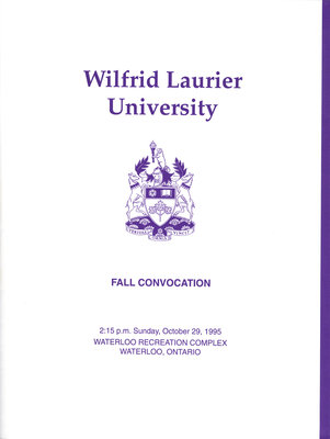 Wilfrid Laurier University fall convocation program, 1995