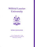 Wilfrid Laurier University spring convocation program, May 27 1995, 1:15 p.m.