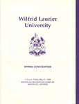 Wilfrid Laurier University spring convocation program, May 31 1996