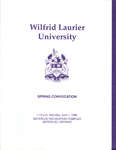 Wilfrid Laurier University spring convocation program, June 1, 1996