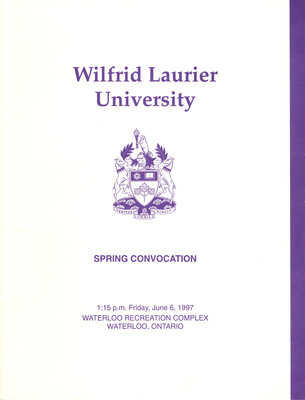 Wilfrid Laurier University spring convocation program, June 6, 1997