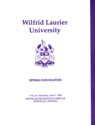 Wilfrid Laurier University spring convocation program, June 7, 1997